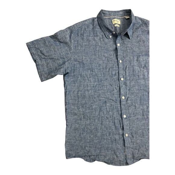 Weatherproof Vintage Men XXL Short Sleeve Washable Linen Cotto Button Shirt Blue - Picture 4 of 13